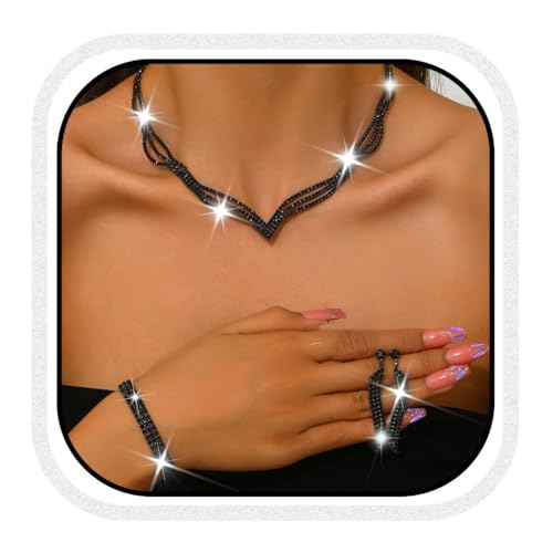 Zoestar Brautschmuck-Set für Hochzeit, Strass, Halskette, Ohrringe, Baracelet, 3-teilig, glitzernde Kristalle, formelles Kostümschmuck-Set für Damen, Einheitsgröße, /, Kein edelstein Zoestar Brautschmuck-Set für Hochzeit, Strass, Halskette, Ohrringe, Baracelet, 3-teilig, glitzernde Kristalle, formelles Kostümschmuck-Set für Damen, Einheitsgröße, /, Kein edelstein von Zoestar
