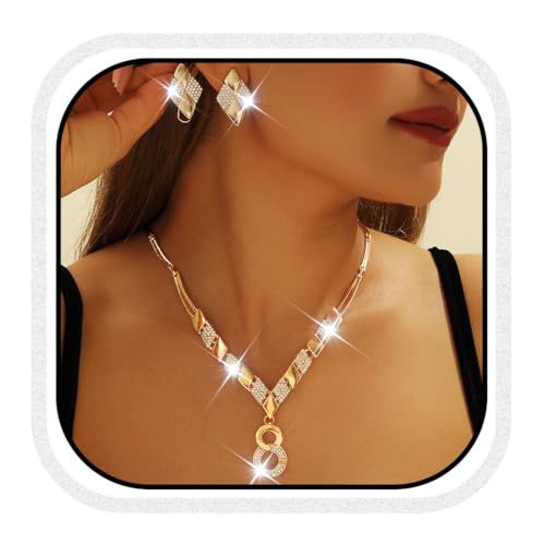 Zoestar Brautschmuck-Set mit Strass, Halskette und Ohrringen, elegantes Schmuck-Set für Damen, Einheitsgröße, /, Kein edelstein von Zoestar
