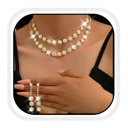 Zoestar Brautschmuck-Set mit Strasssteinen, Halskette und Ohrringen, formeller Modeschmuck für Damen, Einheitsgröße, /, Kein edelstein von Zoestar