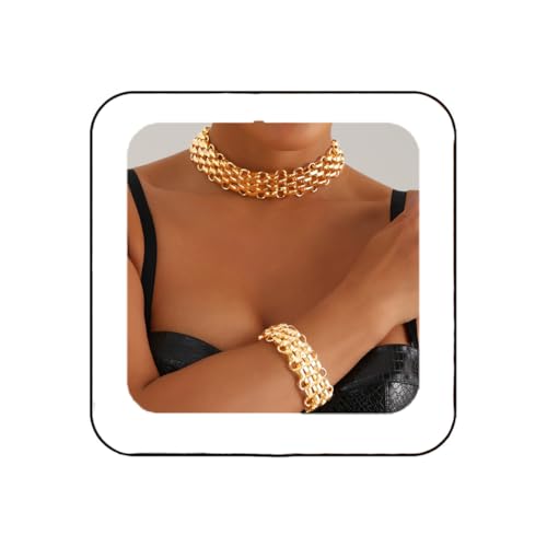 Zoestar Chunky Choker Halskette Gold Punk Dicke Halsketten Kubanische Gliederkette Halskette 2 Stück für Frauen, Einheitsgröße, /, Kein Edelstein von Zoestar