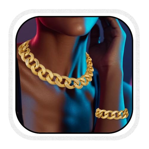 Zoestar Chunky Choker Halskette Set Gold Punk Dicke Halsketten Kubanische Gliederkette für Frauen, Einheitsgröße, /, Kein edelstein von Zoestar