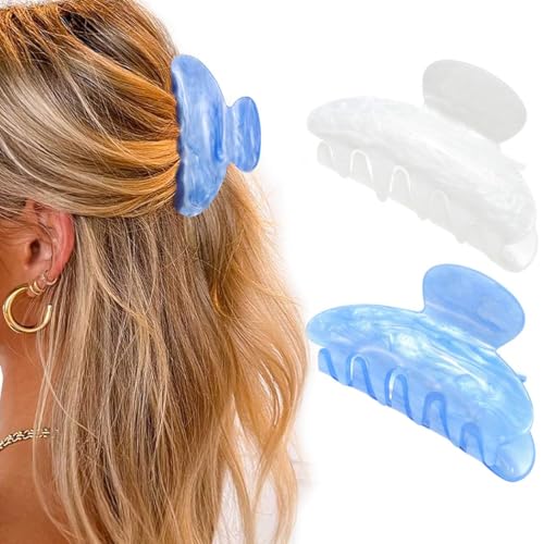 Zoestar Haarklammern aus Acryl, Rosa, mittlere Größe, niedliche Haarspangen, Haarschmuck für Damen und Mädchen (2 Stück) (Hellblau + Weiß) von Zoestar