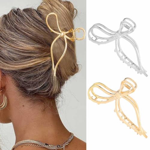 Zoestar Haarspangen mit Schleife, goldfarben, Metall, große Haarspange, schickes Haarzubehör für Damen von Zoestar