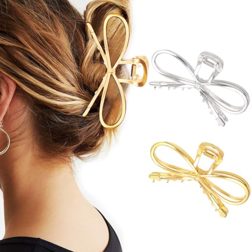 Zoestar Haarspangen mit Schleife, goldfarben, mittelgroß, aus Metall, schicker Haarschmuck für Damen von Zoestar