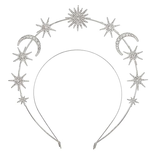 Zoestar Halo Crown Stirnband Stern Kristall Haarband Glitzernde Strass Kopfschmuck Göttin Hochzeit Haar Tiara Party Kostüm Haarschmuck für Frauen und Mädchen, 1 Stück (Silber 2) von Zoestar