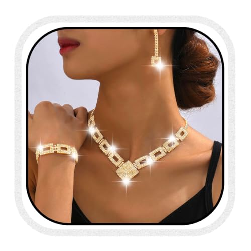 Zoestar Kristall-Brautschmuck-Set mit Strasssteinen, Halskette und Ohrringen, formeller Modeschmuck für Frauen und Bräute, Einheitsgröße, /, Kein edelstein Zoestar Kristall-Brautschmuck-Set mit Strasssteinen, Halskette und Ohrringen, formeller Modeschmuck für Frauen und Bräute, Einheitsgröße, /, Kein edelstein von Zoestar