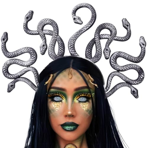 Zoestar Medusa Schlangen-Stirnband, griechische Göttin Schlange Kopfschmuck, Haarschmuck für Damen (Schwarz und Silber, Einheitsgröße) von Zoestar