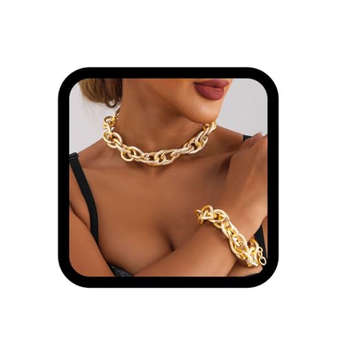 Zoestar Punk Choker Halskette Gold Chunky Cuban Link Halsketten Kette 2 Stück für Frauen Zoestar Punk Choker Halskette Gold Chunky Cuban Link Halsketten Kette 2 Stück für Frauen von Zoestar