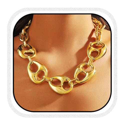 Zoestar Punk Chunky Halskette Gold Dicke Halsketten Kubanische Gliederkette Halskette für Frauen, Einheitsgröße, /, Kein Edelstein von Zoestar