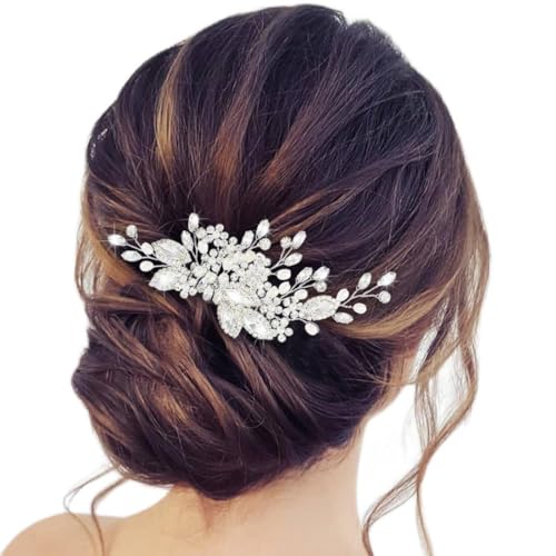 Zoestar Strass Braut Hochzeit Haarkamm Kristall Braut Kopfschmuck Perle Hochzeit Haarschmuck für Frauen und Mädchen von Zoestar