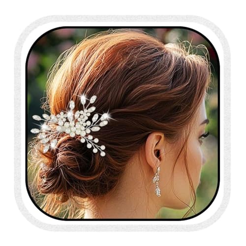 Zoestar Strass-Haarkamm für die Braut, Perlen-Haarschmuck für die Braut, seitliche Blumenkämme, dekorative Haaraccessoires für Frauen von Zoestar