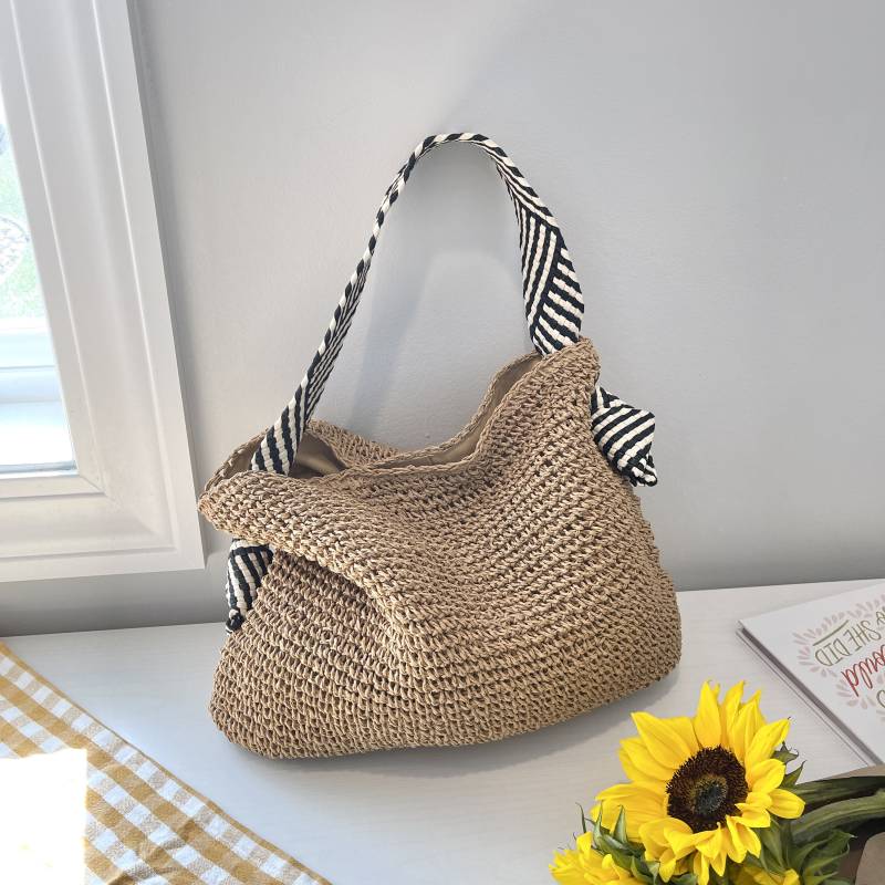 Handgewebte Schultertasche Schwarz Weiß Schultergurt Tasche Unterarm Geldbörse Taschen Für Frauen Baumwollfutter Schnappverschluss Oberer Griff Handgewebte Schultertasche Schwarz Weiß Schultergurt Tasche Unterarm Geldbörse Taschen Für Frauen Baumwollfutter Schnappverschluss Oberer Griff von ZoetangleBags