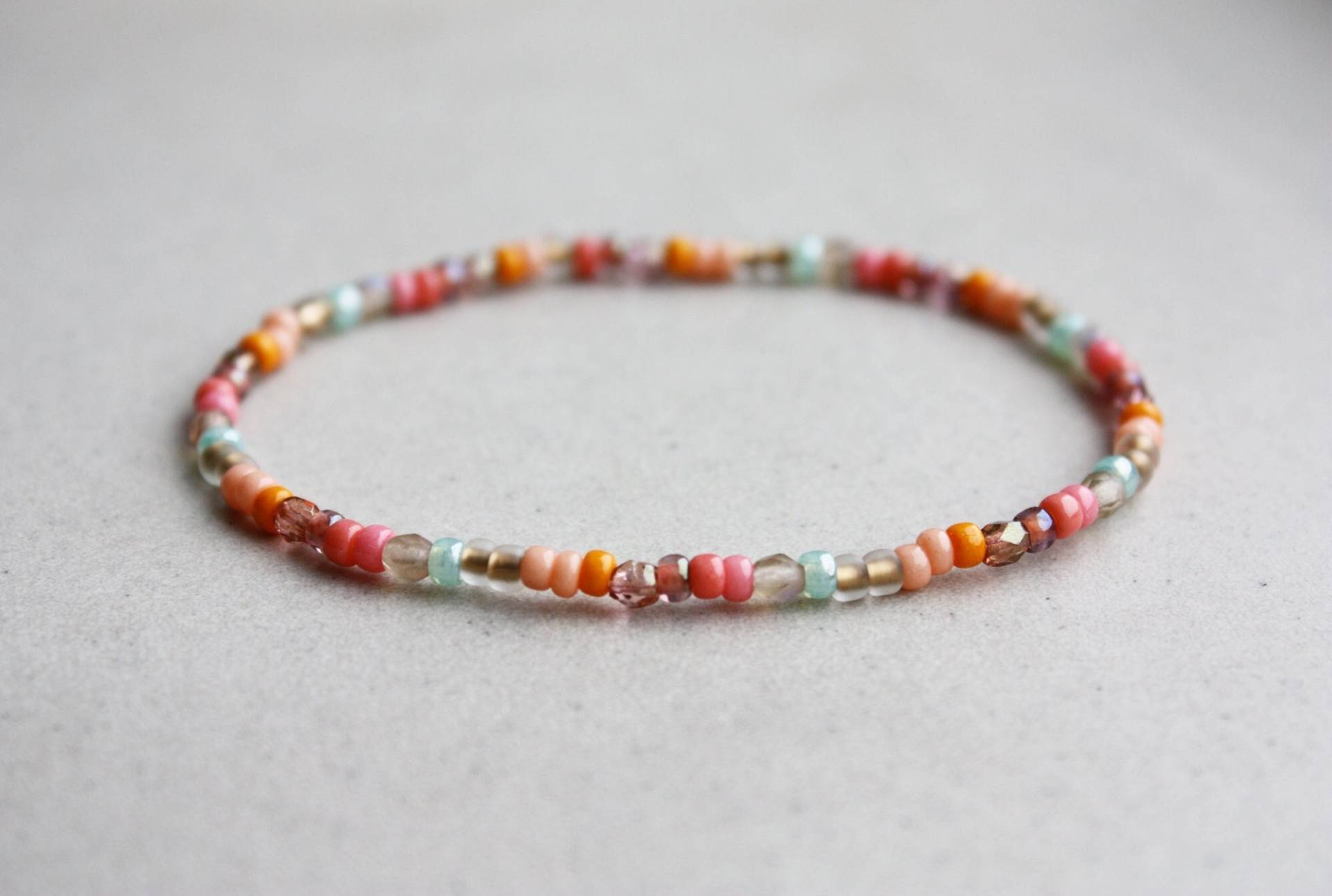 Perlenarmband Orange, Peach, Rosa & Mint - Boho Armband Herbst Accessoires Perlenarmband Orange, Peach, Rosa & Mint - Boho Armband Herbst Accessoires von ZoeundLola