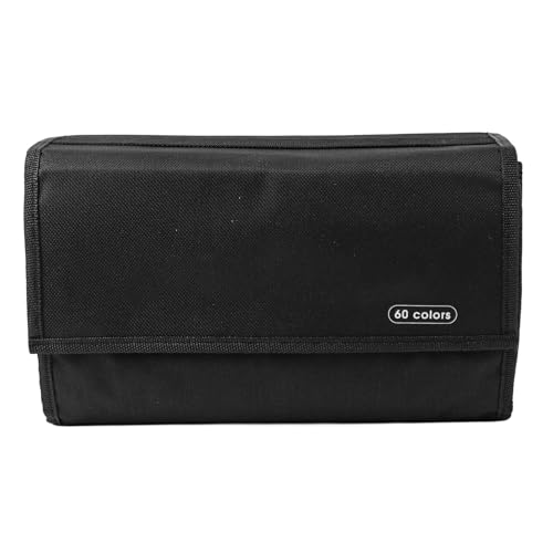 Zoeyilan Tragbares Marker-Etui mit großem Fassungsvermögen, Aufbewahrungstasche für Stifte aus schwarzem Segeltuch, Stifttasche aus Segeltuch mit Reißverschluss, für Farbstifte, von Zoeyilan