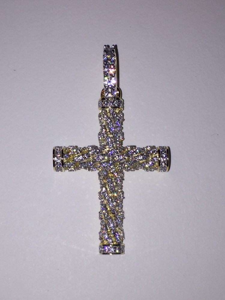 Geflochtenes Seilkreuz Aus Massivem 925Er Silber Mit 14K Gold Finish & 1 Ct. Cz von ZoeysJewelryBoxLLC