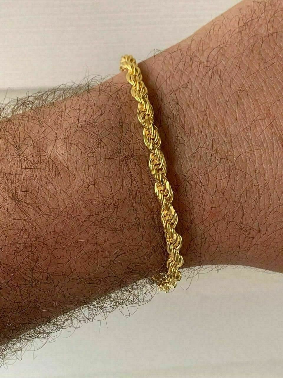 Herren-Seilarmband Mit Diamantschliff, 5 Mm Gold Über Massivem 925Er Sterlingsilber, 7, 5 Zoll, 8 8, 5 Zoll von ZoeysJewelryBoxLLC