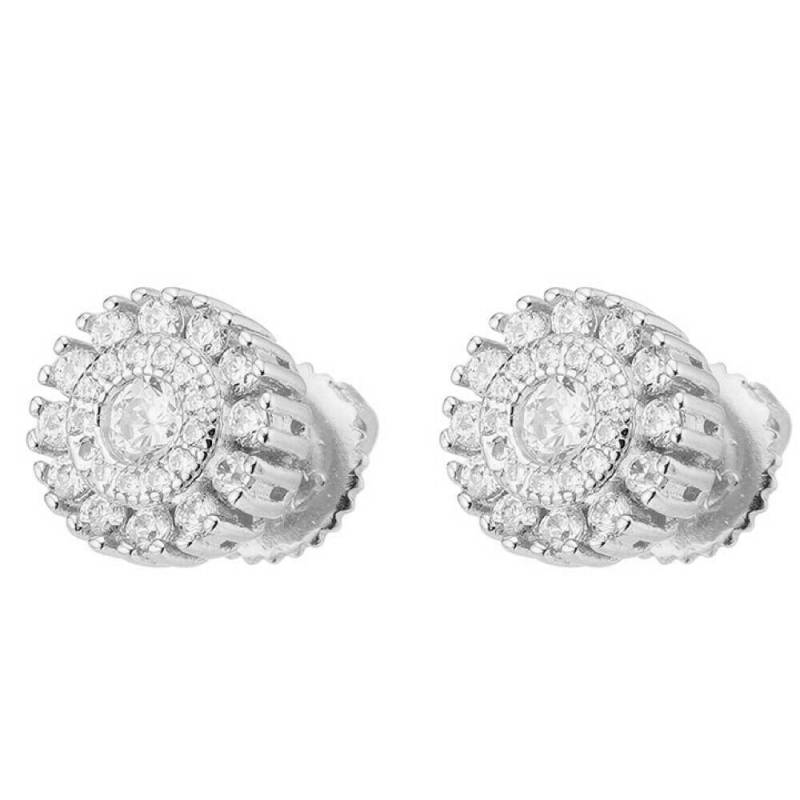 Herren Damen 8 Mm Echt Massiv 925 Sterling Silber Moissanit Runde Cluster Schraube Zurück Passes Diamond Tester Er-M-53Rh von ZoeysJewelryBoxLLC
