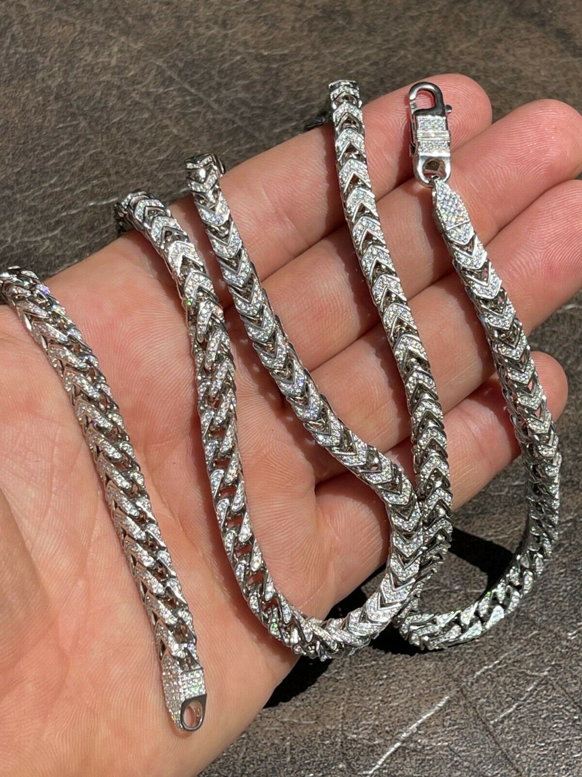 Herren Damen Iced Out Simulierte Diamant Massiv 925 Sterling Silber Franco Box Kette Halskette 6 Mm, 18 ", 20 22 ", 24" Herren Damen Iced Out Simulierte Diamant Massiv 925 Sterling Silber Franco Box Kette Halskette 6 Mm, 18 ", 20 22 ", 24" von ZoeysJewelryBoxLLC
