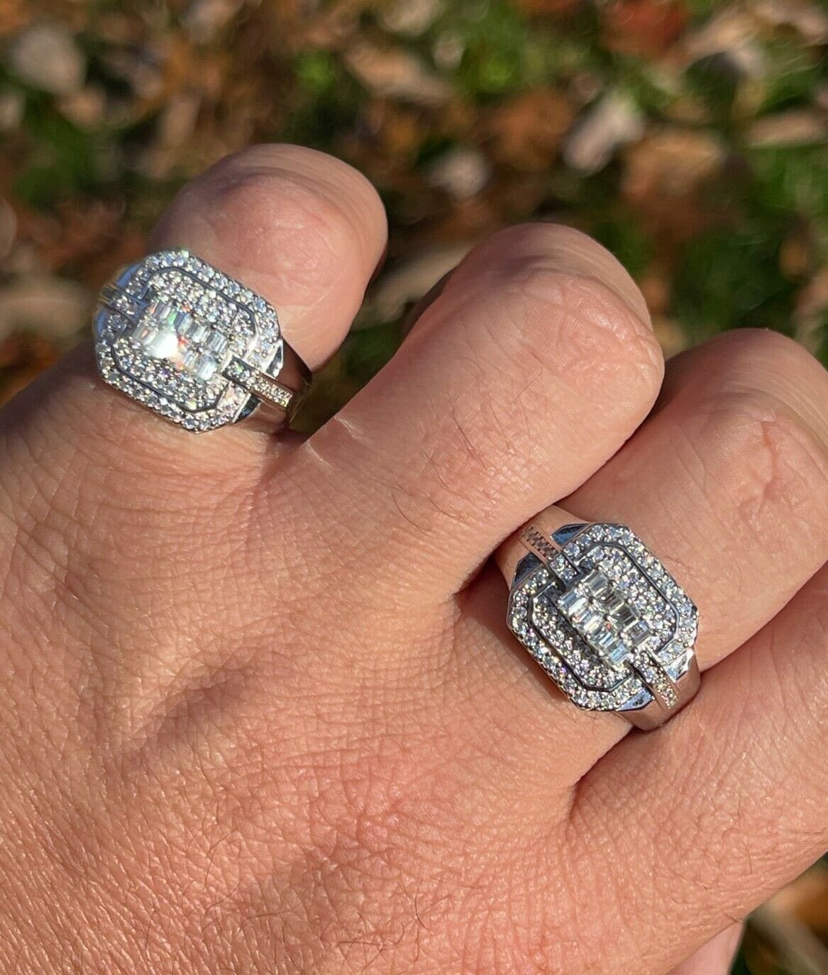 Herren Iced Out Moissanite Baguette Cluster Pinky Ring Massiv 925 Sterling Silber Größen 6 -13, Passes Diamond Tester...r-M-44 von ZoeysJewelryBoxLLC