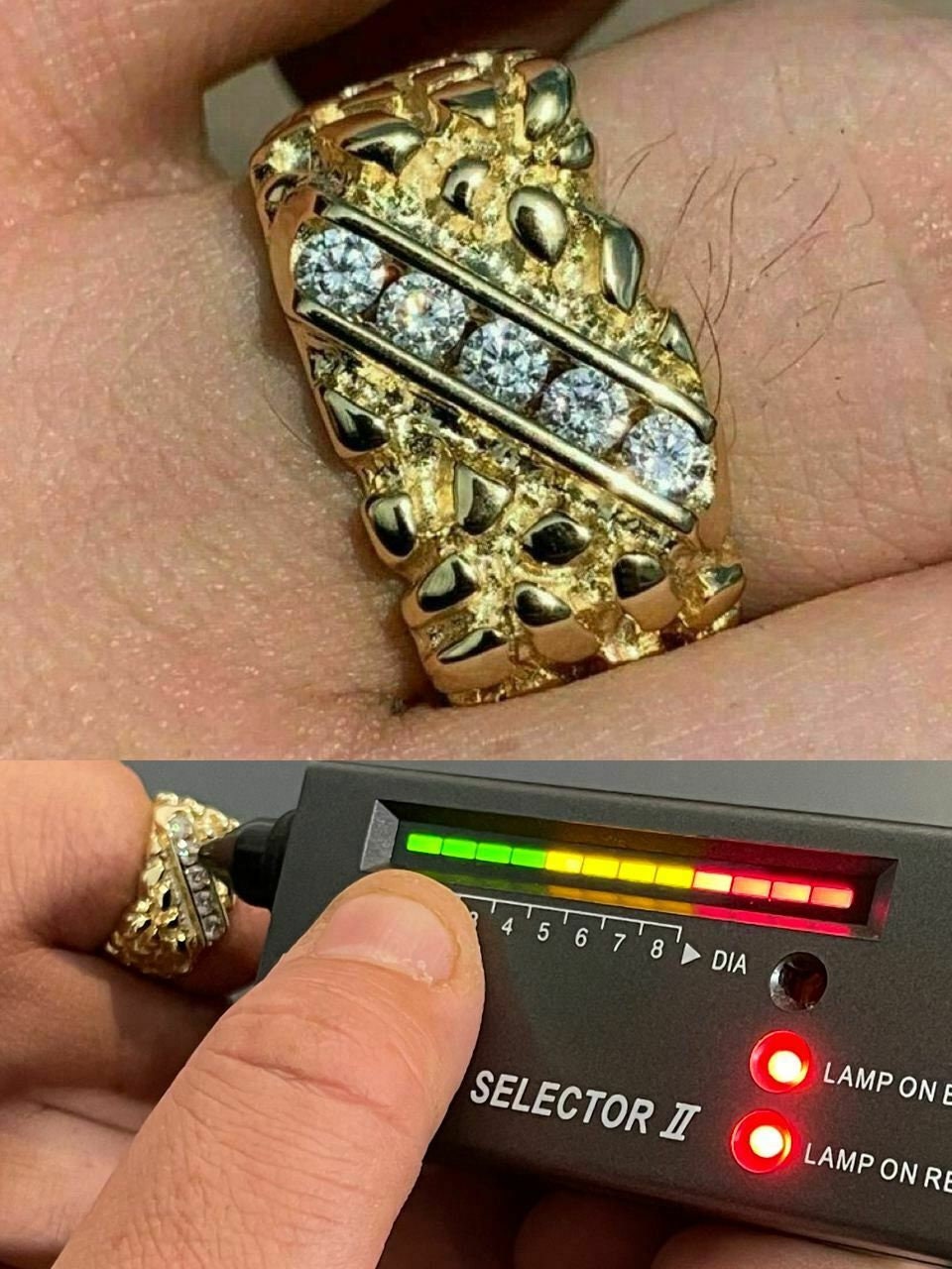Herren Iced Out Moissanite Nugget Pinky Ring 14K Gold Über Massivem 925 Sterling Silber, Größen 7-13, Besteht Diamond Tester von ZoeysJewelryBoxLLC