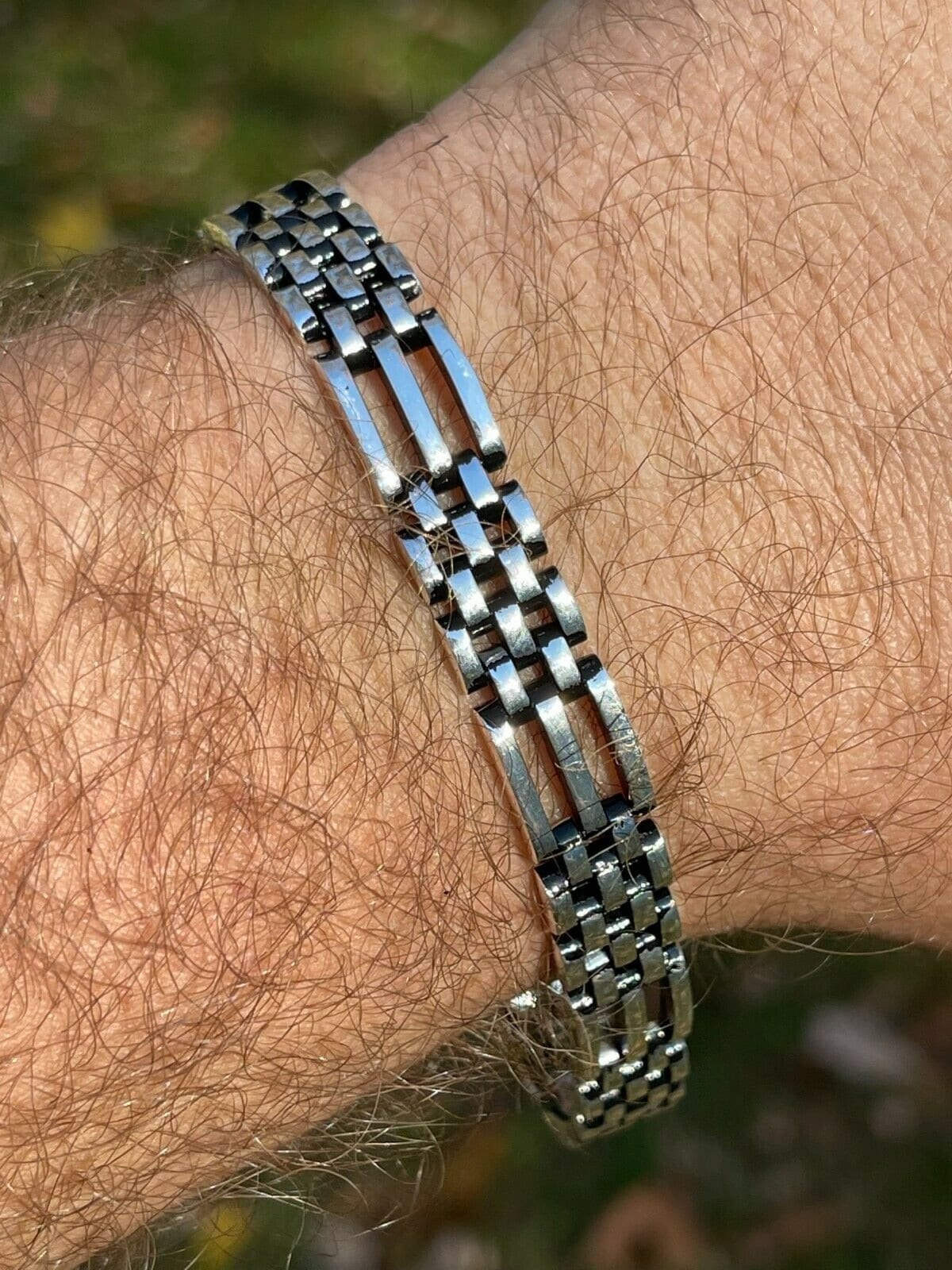 Herren Massiv 925 Sterling Silber Oxidierte Schwarze Rhodium Präsidenten Link Hip Hop Panther Armband, 7, 5 "Und 8, 5" Längen Verfügbar von ZoeysJewelryBoxLLC