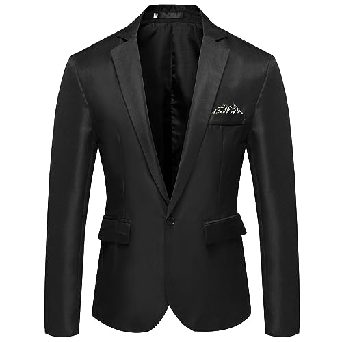 Zofedap Anzug Herren Regular Fit Hochzeit Anzugjacken Sakko Blazer Business Jacke Elegante Mantel Outwear für Geschäft Hochzeit Party Business (Black, XXXXL) von Zofedap