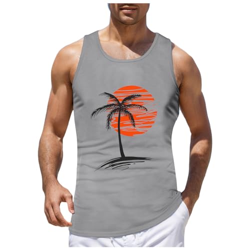 Zofedap Gym Tank Top Herren Hawaii Hemd Männer Sommer Sport Ärmelloses Shirts Fitness Unterhemd Strand Achselshirts Muskelshirts Trainingsshirt Tanktop Atmungsaktive Kompressionsshirt von Zofedap