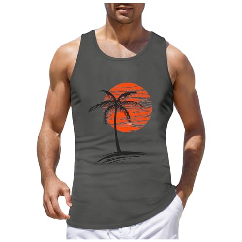 Zofedap Gym Tank Top Herren Hawaii Hemd Männer Sommer Sport Ärmelloses Shirts Fitness Unterhemd Strand Achselshirts Muskelshirts Trainingsshirt Tanktop Atmungsaktive Kompressionsshirt von Zofedap