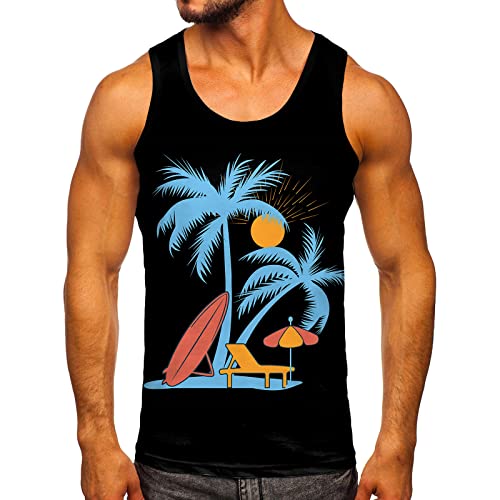 Zofedap Gym Tank Top Herren Hawaii Hemd Männer Sport Ärmelloses Shirts Fitness Muscleshirt Achselshirts Muskelshirt Tanktop Trägershirt Funktionsshirt Laufshirt Unterhemd Top Creme Herren von Zofedap