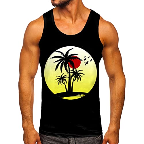 Zofedap Gym Tank Top Herren Hawaii Hemd Männer Sport Ärmelloses Shirts Fitness Muscleshirt Achselshirts Muskelshirt Trainingsshirt Tanktop Trägershirt Funktionsshirt Kompressionsshirt Herren Ärmellos von Zofedap