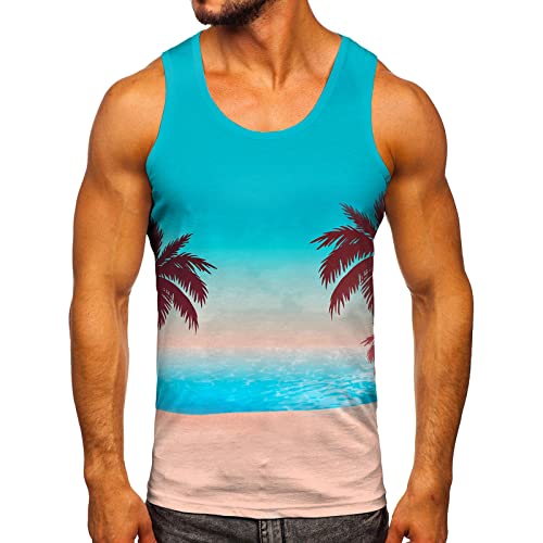 Zofedap Gym Tank Top Herren Hawaii Hemd Männer Sport Ärmelloses Shirts Fitness Muscleshirt Achselshirts Muskelshirt Trainingsshirt Tanktop Trägershirt Funktionsshirt Kompressionsshirt Herren Ärmellos von Zofedap