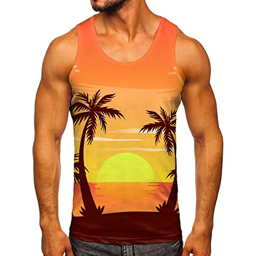 Zofedap Gym Tank Top Herren Hawaii Hemd Männer Sport Ärmelloses Shirts Fitness Muscleshirt Achselshirts Muskelshirt Trainingsshirt Tanktop Trägershirt Funktionsshirt Kompressionsshirt Herren Ärmellos von Zofedap