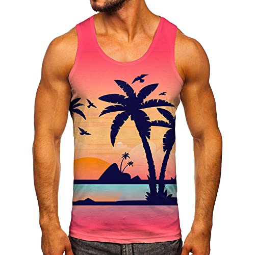 Zofedap Gym Tank Top Herren Hawaii Hemd Männer Sport Ärmelloses Shirts Fitness Muscleshirt Achselshirts Muskelshirt Trainingsshirt Tanktop Trägershirt Funktionsshirt Kompressionsshirt Herren Ärmellos von Zofedap