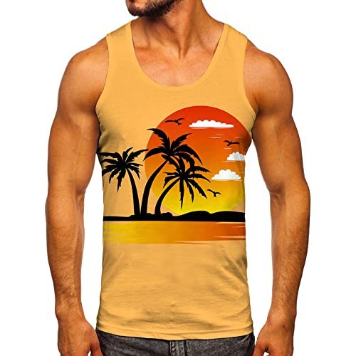 Zofedap Gym Tank Top Herren Hawaii Hemd Männer Sport Ärmelloses Shirts Fitness Muscleshirt Achselshirts Muskelshirt Trainingsshirt Tanktop Trägershirt Funktionsshirt Kompressionsshirt Herren Ärmellos von Zofedap