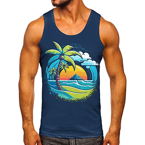 Zofedap Gym Tank Top Herren Hawaii Hemd Männer Sport Ärmelloses Shirts Fitness Muscleshirt Achselshirts Muskelshirt Trainingsshirt Tanktop Trägershirt Funktionsshirt Kompressionsshirt Herren Ärmellos von Zofedap