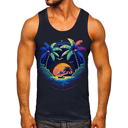 Zofedap Gym Tank Top Herren Hawaii Hemd Männer Sport Ärmelloses Shirts Fitness Muscleshirt Achselshirts Muskelshirt Trainingsshirt Tanktop Trägershirt Funktionsshirt Kompressionsshirt Herren Ärmellos von Zofedap