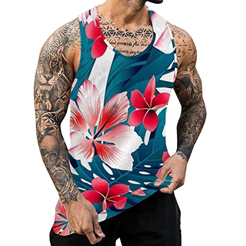 Zofedap Gym Tank Top Herren Hawaii Hemd Männer Sport Ärmelloses Shirts Sommer Muscleshirt Achselshirts Muskelshirt Unterhemd Trainingsshirt Tanktop Trägershirt Funktionsshirt Laufshirt Sommer Tops von Zofedap