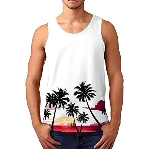 Zofedap Gym Tank Top Herren Hawaii Hemd Männer Sport Ärmelloses Shirts Workout Achselshirts Muscleshirt Muskelshirt Trainingsshirt Tanktop Trägershirt Funktionsshirt Laufshirt Unterhemd Sommer von Zofedap