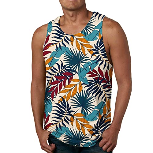 Zofedap Hawaii Tank Top Herren Gym Ärmelloses Shirts Männer Muscleshirt Muskelshirt Achselshirts Tanktop Trägershirt Funktionsshirt Laufshirt Unterhemd Trainingsshirt Joggen von Zofedap