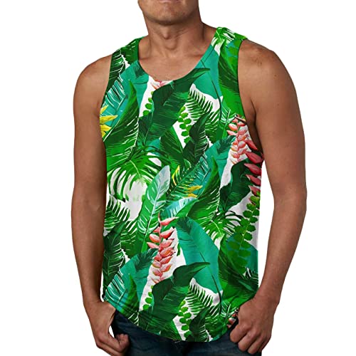 Zofedap Hawaii Tank Top Herren Gym Ärmelloses Shirts Männer Muscleshirt Muskelshirt Achselshirts Tanktop Trägershirt Funktionsshirt Laufshirt Unterhemd Trainingsshirt Joggen von Zofedap