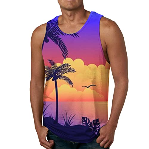 Zofedap Hawaii Tank Top Herren Gym Ärmelloses Shirts Männer Muscleshirt Muskelshirt Achselshirts Tanktop Trägershirt Funktionsshirt Laufshirt Unterhemd Trainingsshirt Joggen von Zofedap