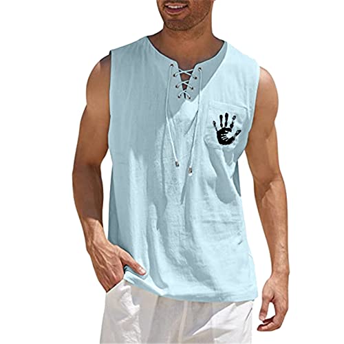 Zofedap Hawaii Tank Top Herren Leinen Ärmelloses Shirts Fitness Achselshirts Muscleshirt Muskelshirt Trägershirt Funktionsshirt Laufshirt Unterhemd Trainingsshirt Tanktop von Zofedap