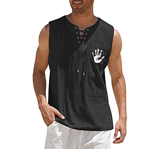 Zofedap Hawaii Tank Top Herren Leinen Ärmelloses Shirts Fitness Achselshirts Muscleshirt Muskelshirt Trägershirt Funktionsshirt Laufshirt Unterhemd Trainingsshirt Tanktop von Zofedap