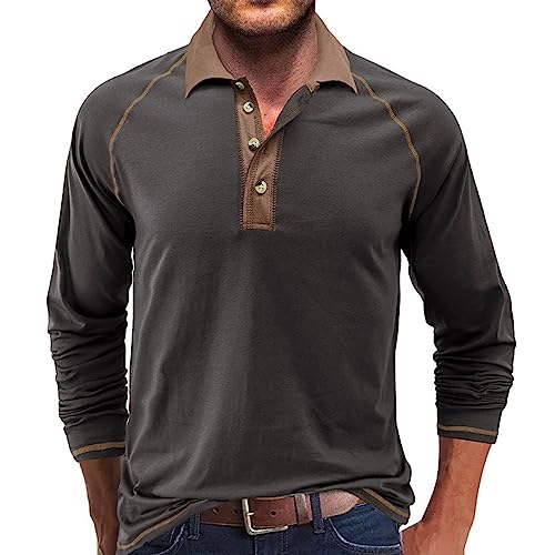 Zofedap Henley Shirt Herren Langarmshirt Knopf Herbthemd Tshirts Sweatshirt Oberteile Tops Freizeithemd Bequeme Longshirt von Zofedap