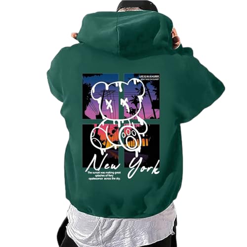 Zofedap Hoodie Herren Oversize Backprint Kapuzenpullover Sweatshirt mit Kapuze Hoody Langarmshirt Bären Drucken Kapuzenjacke Streetwear Y2K Sweatjacke Kapuzenpulli Männer - Endless Struggle von Zofedap