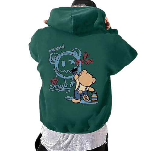Zofedap Hoodie Herren Oversize Backprint Kapuzenpullover Sweatshirt mit Kapuze Hoody Langarmshirt Bären Drucken Kapuzenjacke Streetwear Y2K Sweatjacke Kapuzenpulli Männer - Endless Struggle von Zofedap