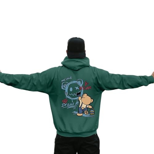 Zofedap Hoodie Herren Oversize Backprint Kapuzenpullover Sweatshirt mit Kapuze Hoody Langarmshirt Bären Printed Kapuzenpulli Streetwear Y2K Sweatjacke Männer - Most Speed, Draw it, Bear von Zofedap