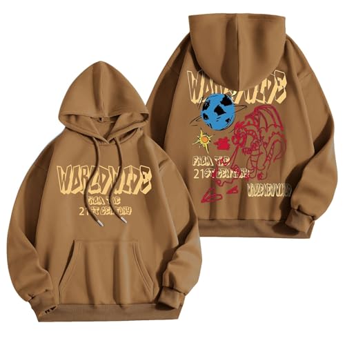 Zofedap Kapuzenpullover Herren Hoodie Männer mit Backprint Cartoon Drucken Sweatshirt Streetwear Sweatjacke Langarm Kapuzenpulli Frühling Herbst Winter von Zofedap