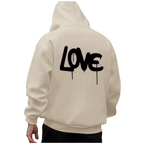 Zofedap Kapuzenpullover Herren Hoodie Männer mit Backprint Love Streetwear Sweatjacke Langarm Sweatshirt Kapuzenpulli Frühling Herbst Winter von Zofedap