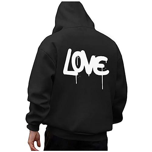 Zofedap Kapuzenpullover Herren Hoodie Männer mit Backprint Love Streetwear Sweatjacke Langarm Sweatshirt Kapuzenpulli Frühling Herbst Winter von Zofedap